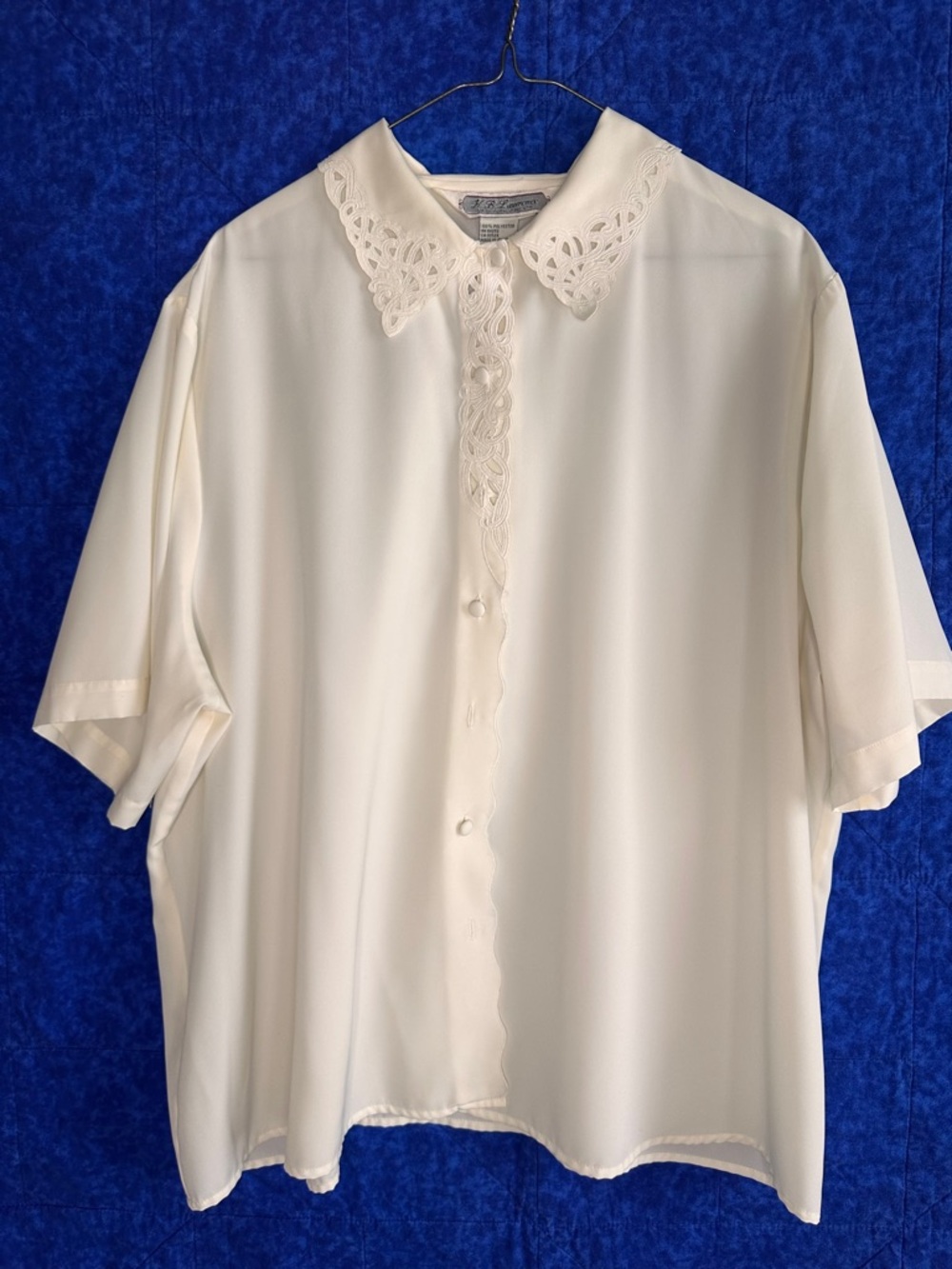 Vintage 80s Set Of 3 Blouses Lace White Cream Victorian Embroidered Women’s 20W - Picture 7 of 14